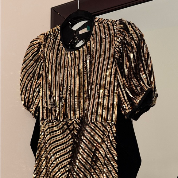 Rixo London gold sequin midi dress Medium - Picture 4 of 8